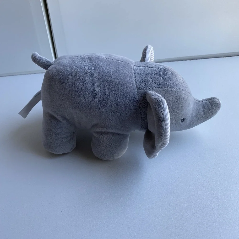 Carters Just One You Gray Windup Musical Elephant Plush Crib Toy Rock-A-Bye Baby